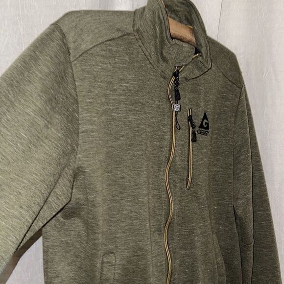 GERRY M Men’s Camo Green Heathered Full Zip Sweatshirt - Picture 7 of 16
